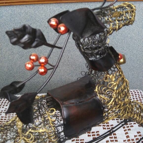 Curly Metal Wire Rocking Reindeer Christmas Winter Holiday Decor Jingle Bells - Picture 7 of 10